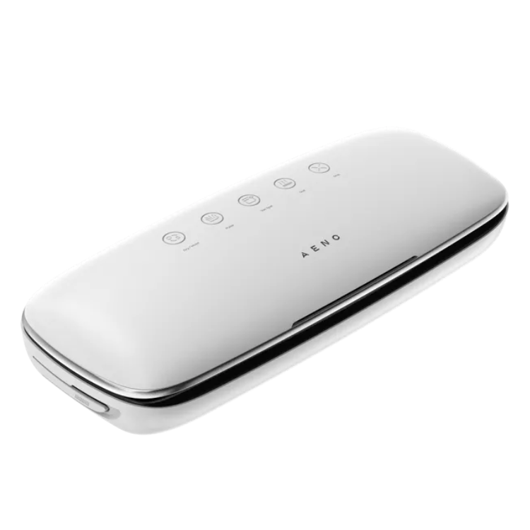 AENO VS2 white vacuum sealer with control buttons and silver trim.