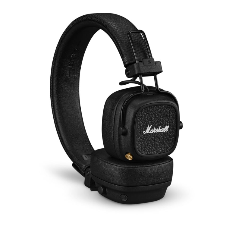 Black Marshall Major V on-ear headphones, foldable design.