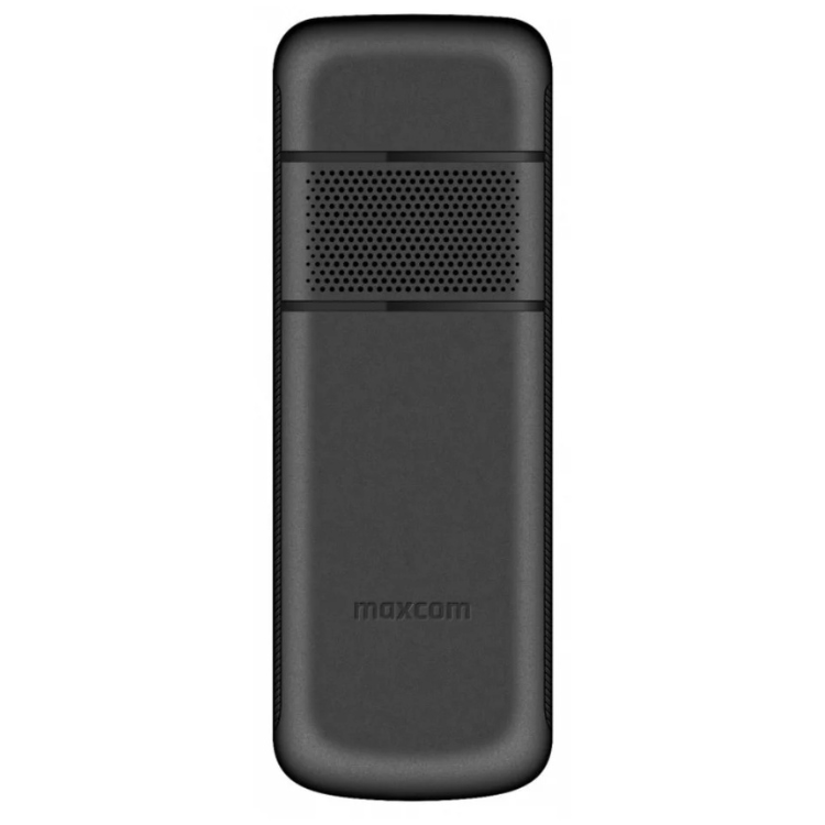 Telemóvel Maxcom MM718 preto, com área de altifalante e logótipo da marca.