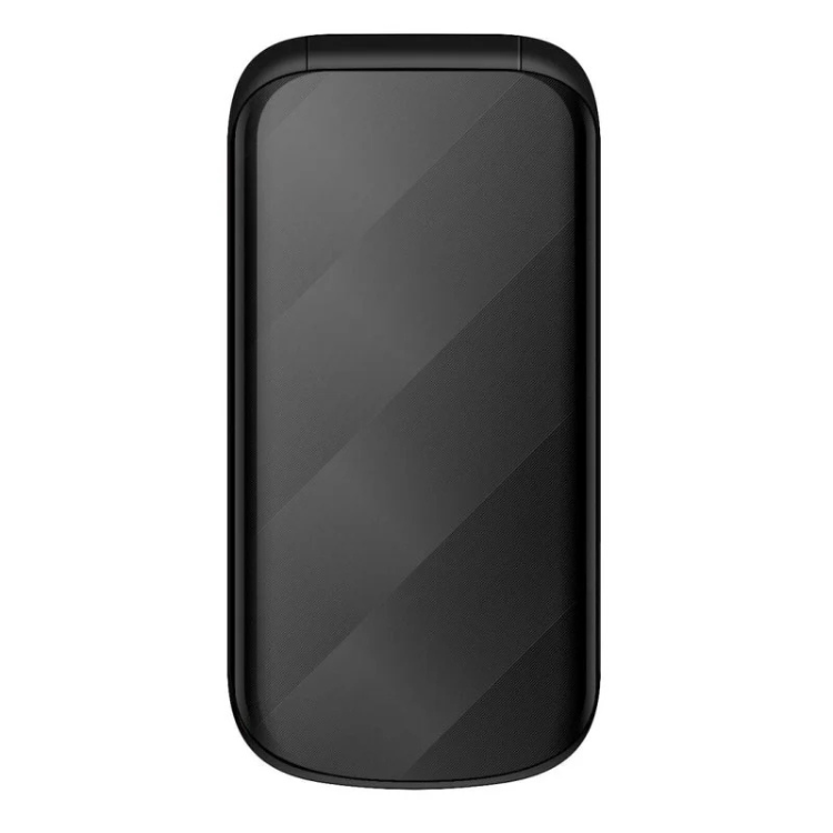 Telemóvel Maxcom Senior MM815L preto com tampa fechada.
