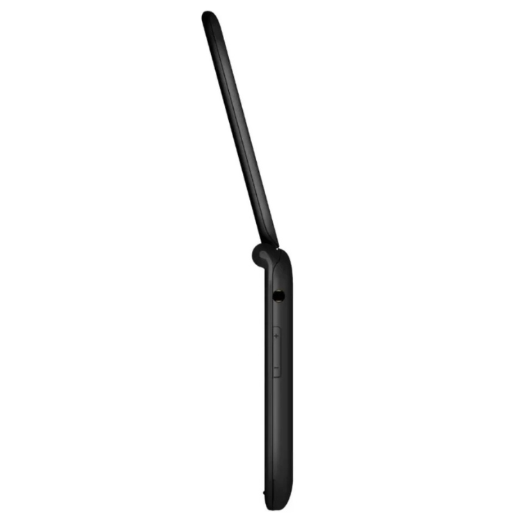 Telemóvel Maxcom MM828L preto, formato flip, 4G VoLTE, aberto mostrando o lado direito.
