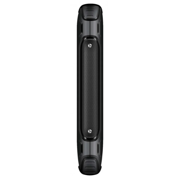 Telemóvel Maxcom Robusto MM918L preto, com textura e dois parafusos na parte central.