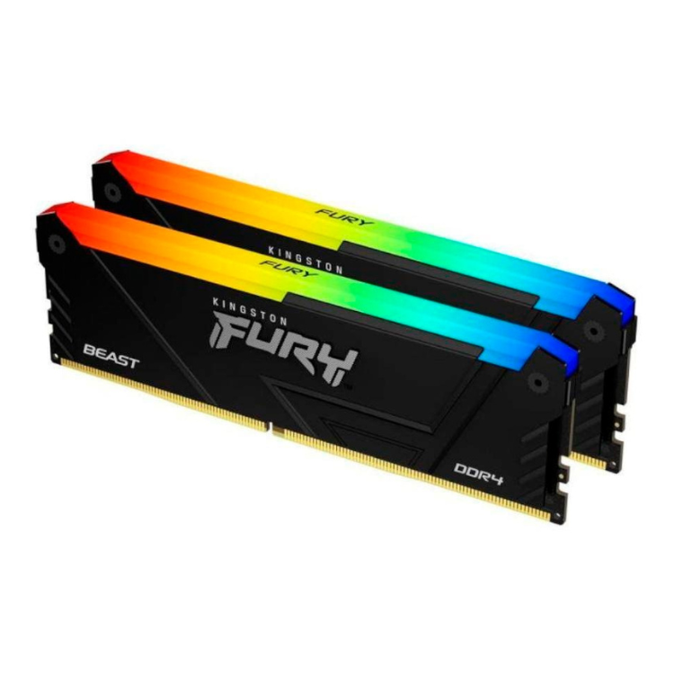 Memória RAM Kingston32GB (2x16GB) Fury Beast RGB DDR4 3200MHz CL16 Preto