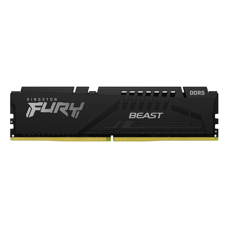 Kingston FURY Beast DDR5 RAM module, 16GB, black with gold pins.