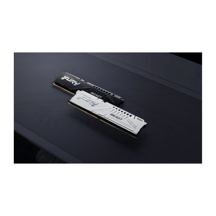 Kingston Fury Beast RAM, 32GB, 2x16GB, DDR5, 5200Mhz, black and white modules.
