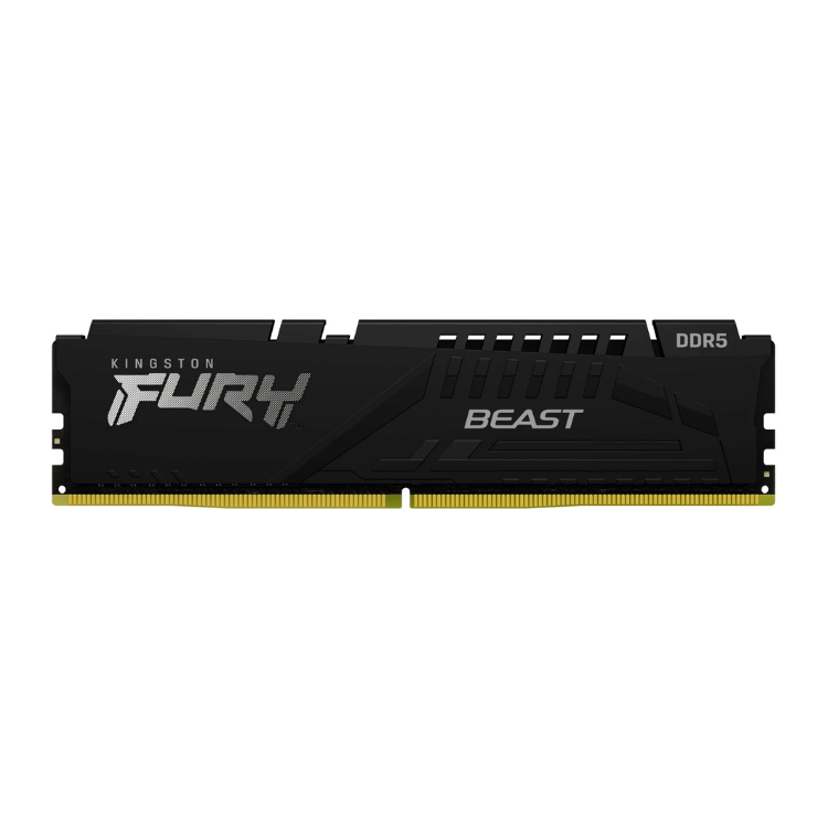 Kingston Fury Beast DDR5 RAM module, black, 32GB, gold pins.