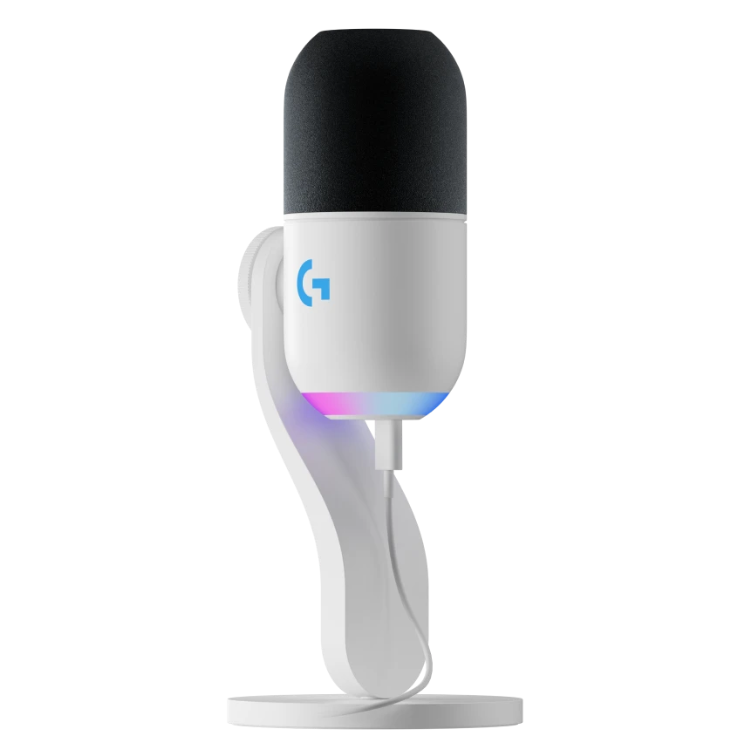 Microfone Dinâmico Supercardióide Logitech G Yeti GX RGB Lightsync USB Branco