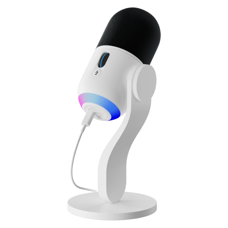 Microfone Dinâmico Supercardióide Logitech G Yeti GX RGB Lightsync USB Branco