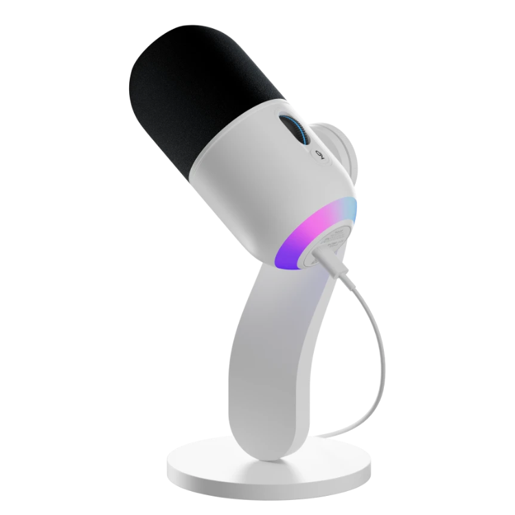 Microfone Dinâmico Supercardióide Logitech G Yeti GX RGB Lightsync USB Branco