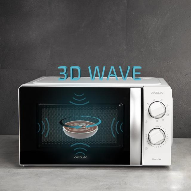 Cecotec Proclean 2110 microwave, white, 20L, 700W, with grill and control dials.