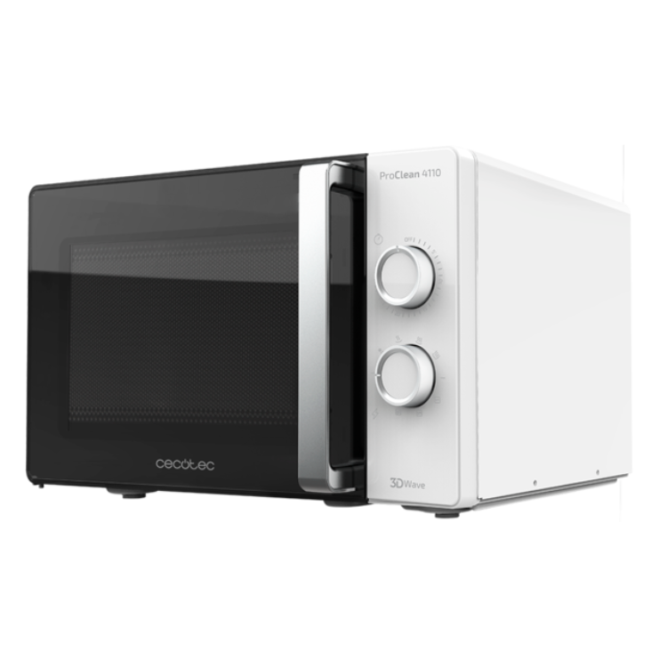 Cecotec ProClean 4110 microwave, white and black, 2 dials.