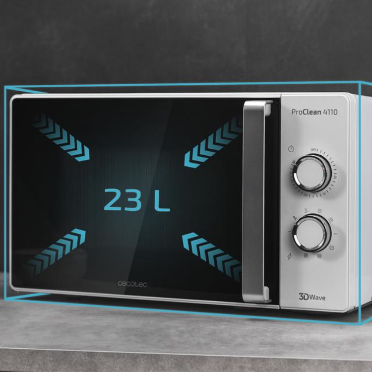 Cecotec ProClean 4110 microwave, white, 23L, control panel right side.
