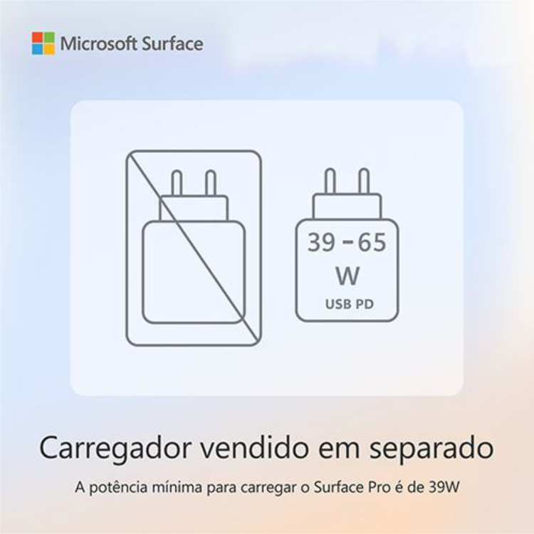 Microsoft Surface charger icons, 39-65W USB PD, not included.