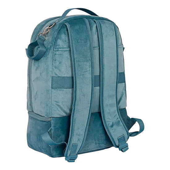 Mochila Safta Leaves azul, com alças e bolsos laterais, para bebé.