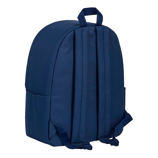 Mochila Safta azul, 14.1 polegadas, para uso diário, costas viradas.