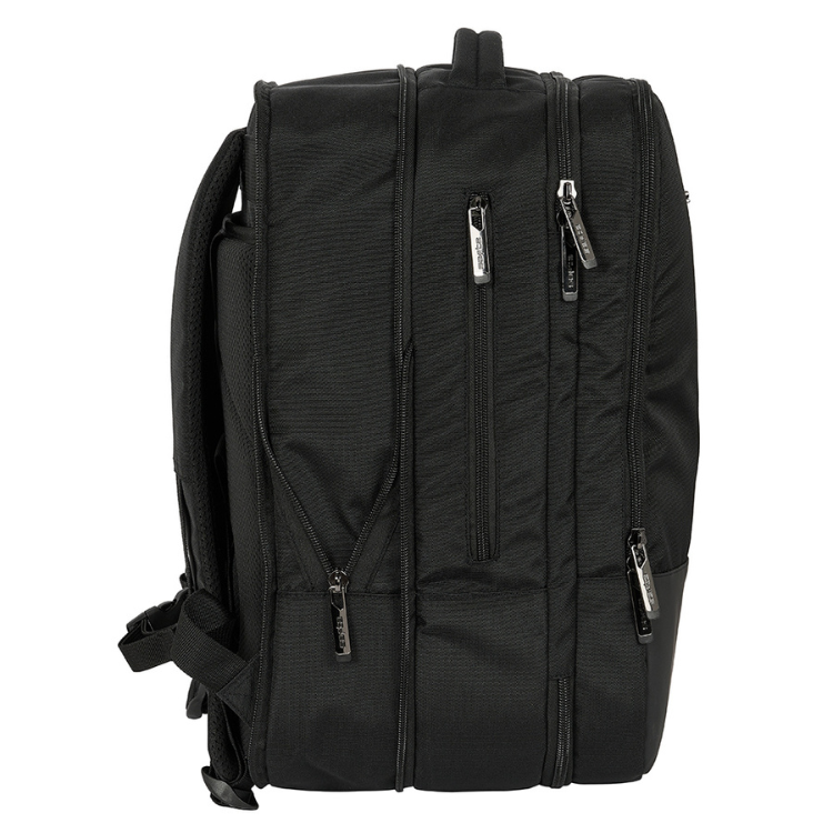 Mochila de Viagem Safta Business 15.6" USB Preto, com vários bolsos e fechos de correr.