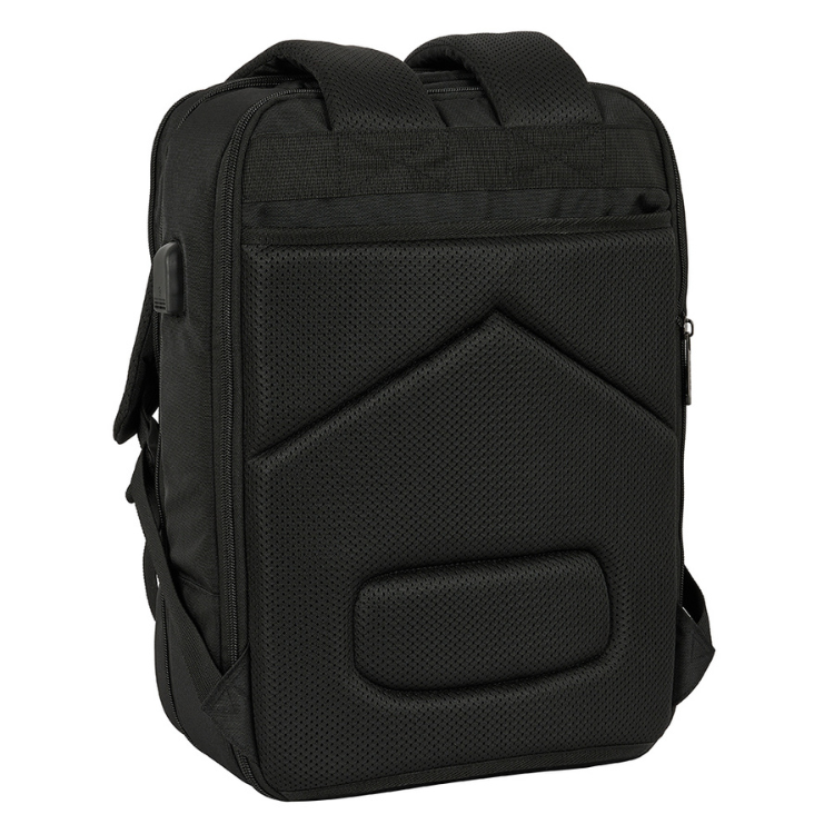 Mochila de Viagem Safta Business 15.6" USB Preto, com alças e bolsos laterais.