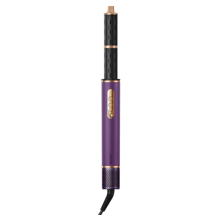 Dreame purple hair styler with gold accents and black cord.