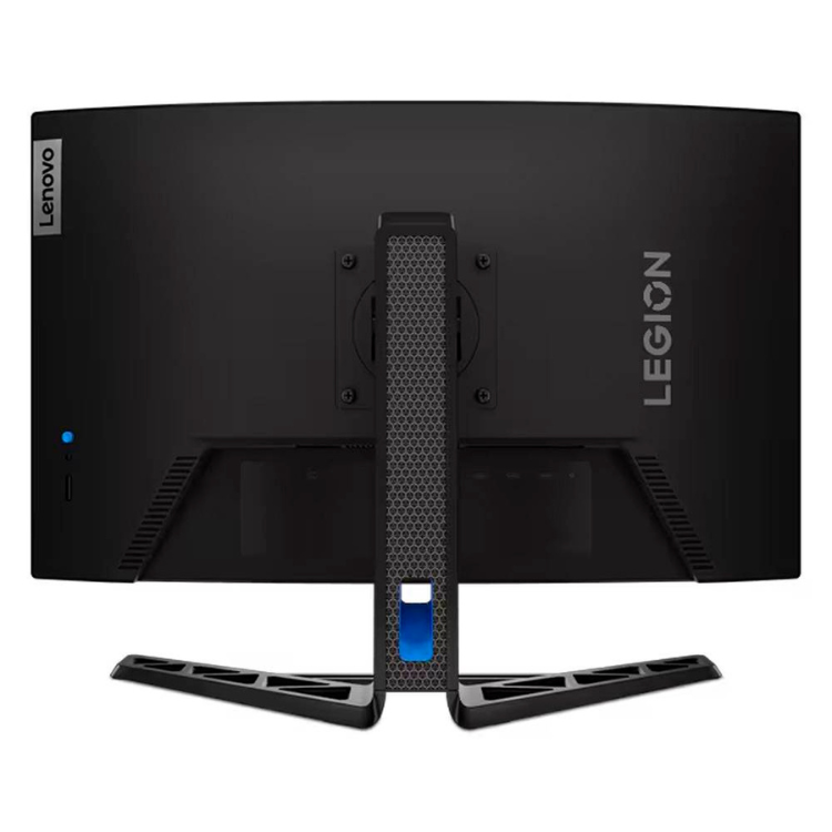 Monitor curvo preto Lenovo Legion, 27 polegadas, com suporte.