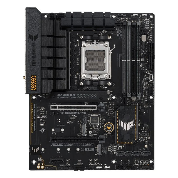 ASUS TUF Gaming B650-E Wifi black motherboard, AM5 socket.