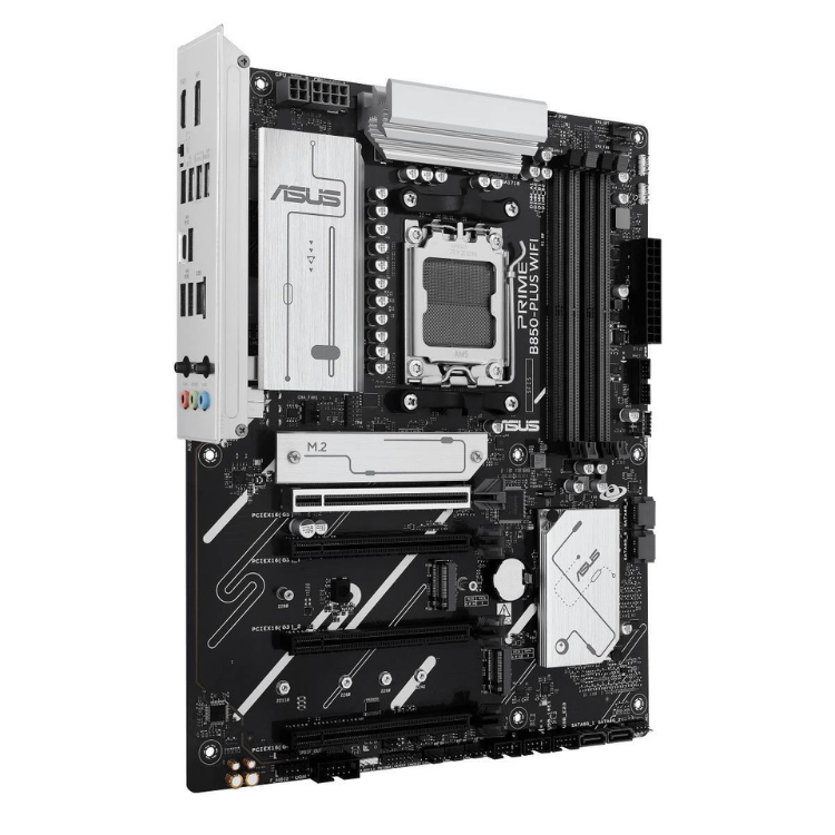 ASUS Prime B850-Plus Wi-Fi motherboard, black with silver accents, AM5 socket.