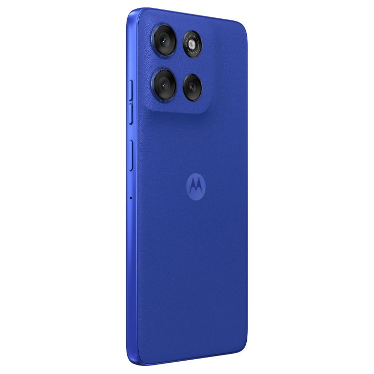 Smartphone Motorola G56 5G, azul, 8GB/256GB, câmaras quádruplas na parte superior esquerda.