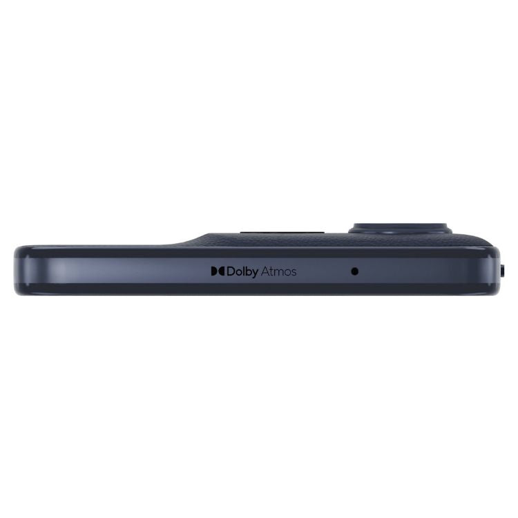 Motorola G86 5G, azul, vista lateral, com Dolby Atmos.