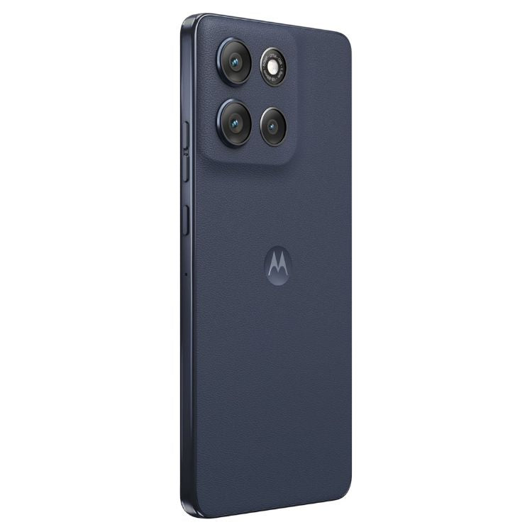 Smartphone Motorola G86 5G, azul, 4 câmeras traseiras, logotipo da Motorola no centro.