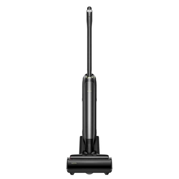 Black MOVA M10 wet and dry upright vacuum cleaner with long handle.