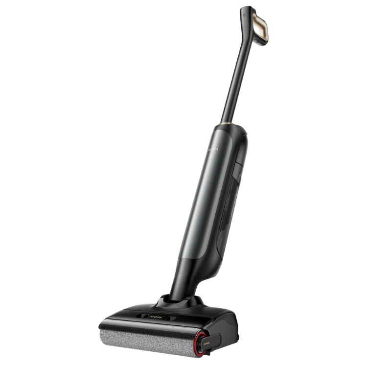 Black MOVA M10 wet and dry vacuum cleaner with long handle and rectangular base.
