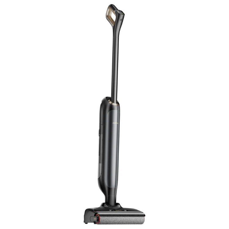 Black MOVA M10 wet and dry vacuum cleaner with long handle and rectangular base.