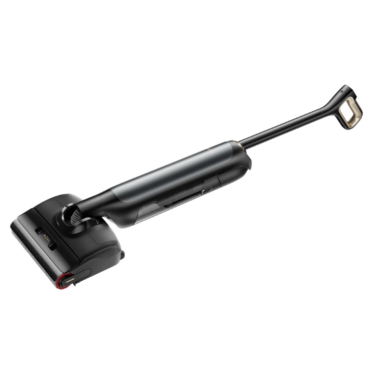 Black MOVA M10 wet and dry vacuum cleaner with long handle and nozzle.