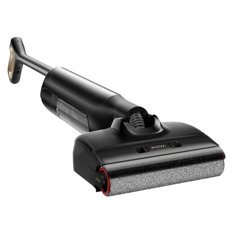 Black MOVA M10 wet and dry vacuum cleaner with gray filter and red accents.