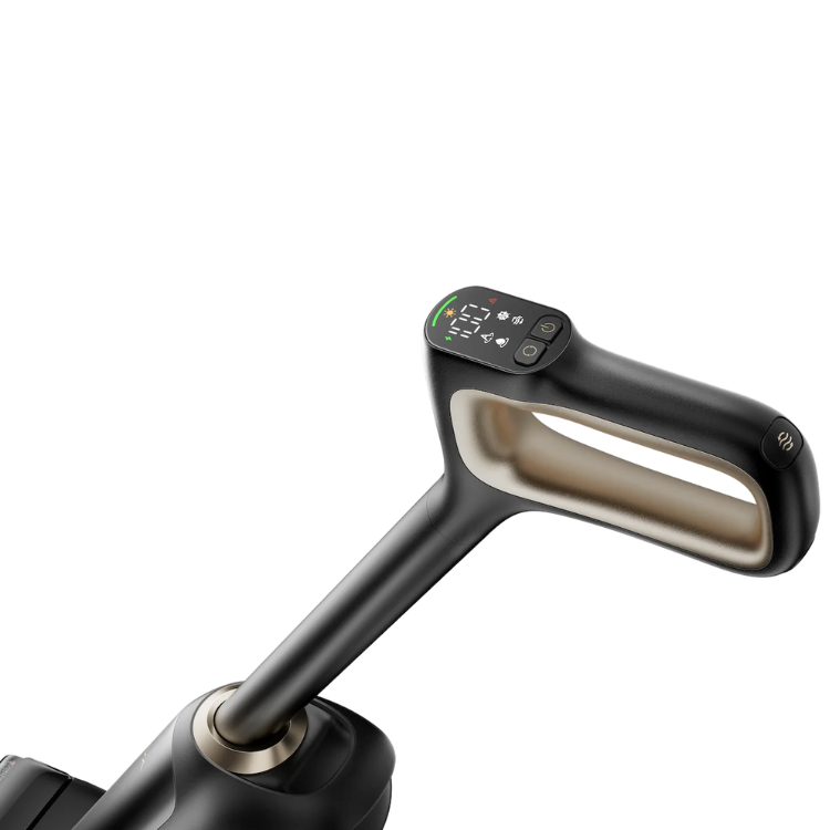 Black MOVA M10 wet and dry vacuum handle with control panel and digital display.