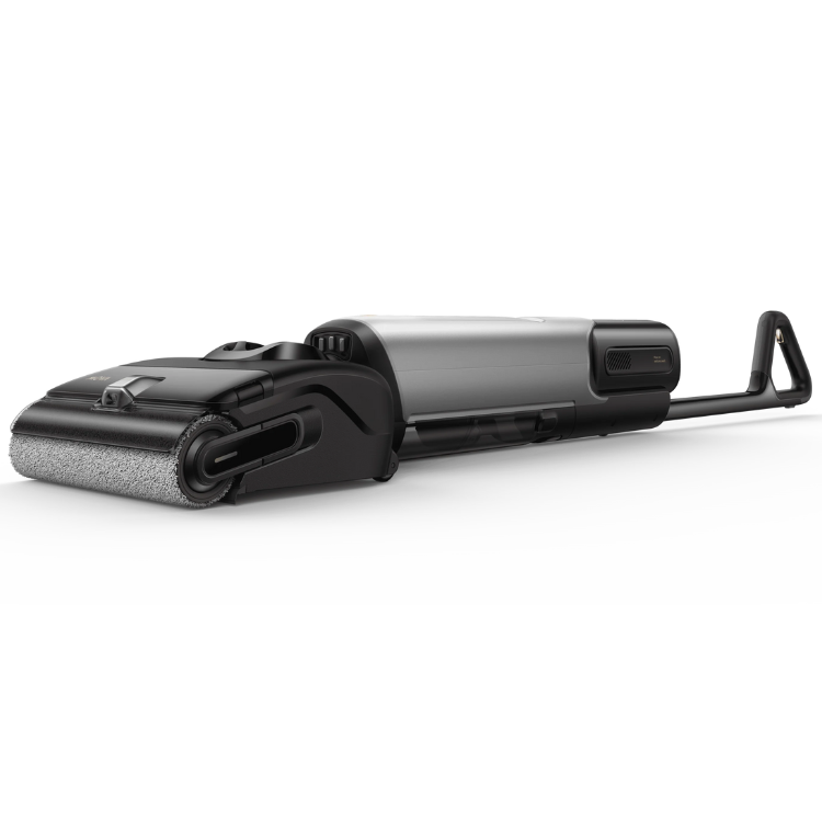 Black and gray MOVA X4 Pro wet and dry vacuum cleaner with handle.