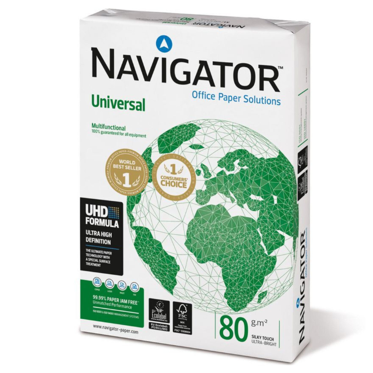 Resma de Papel Navigator Impressora A4 Multiusos Universal 80 g/m² 500 folhas Branco