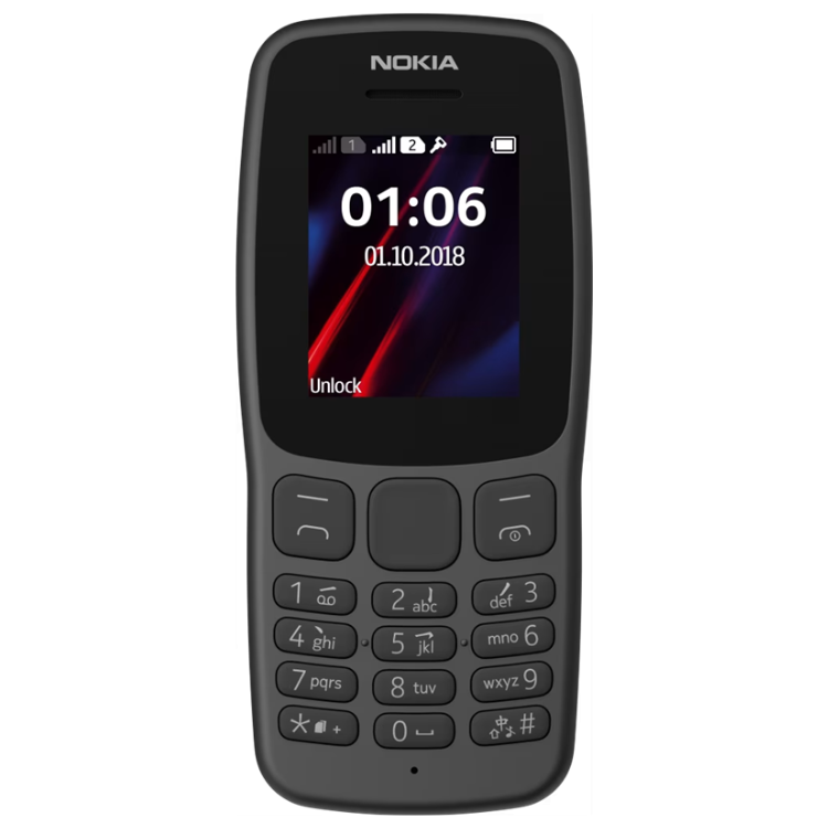 Telemóvel Nokia 106, preto, ecrã 1.8 polegadas, dual sim.