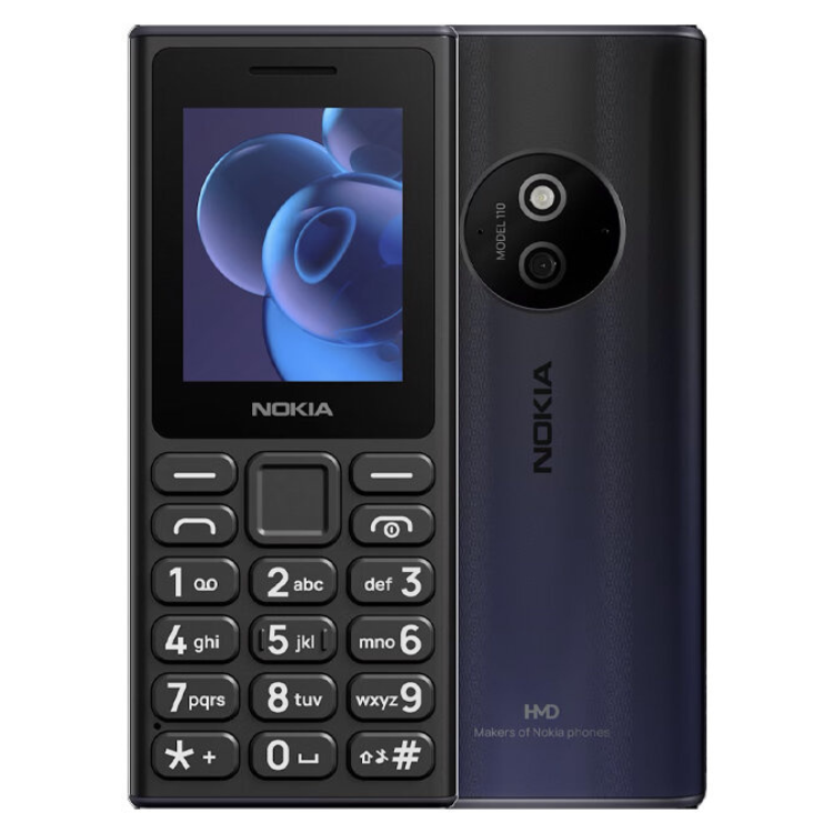 Telemóvel Nokia 110 2024 Dual Sim Preto, com ecrã e teclado.