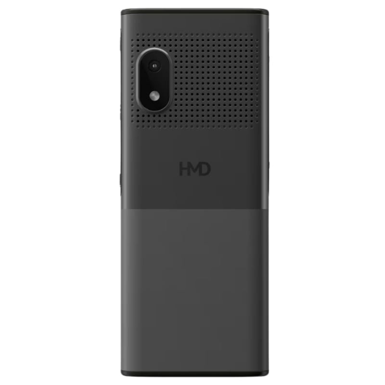 Telemóvel Nokia HMD 150 preto, com câmara e logótipo HMD na parte de trás.