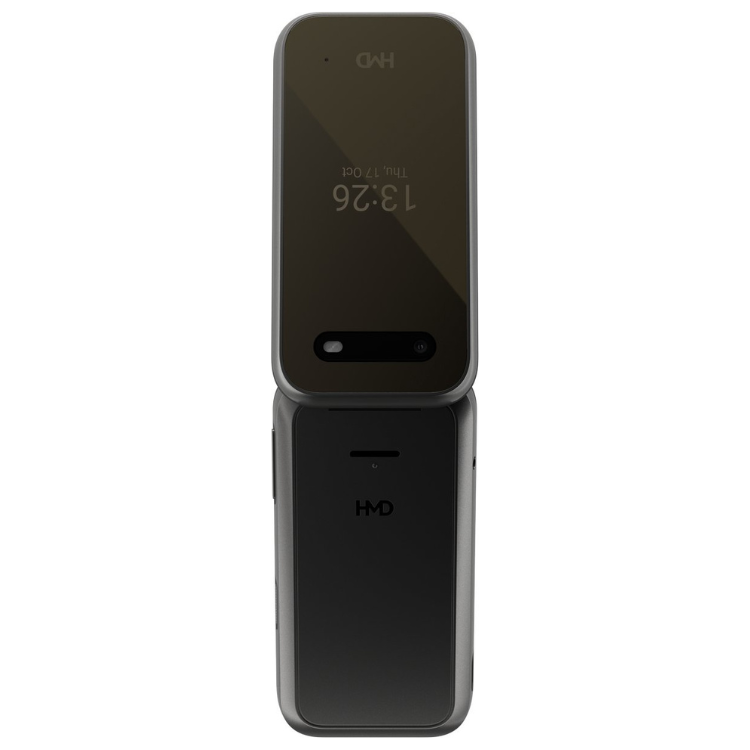 Telemóvel Nokia HMD 2660 Dual Sim Preto, tampa aberta mostrando o ecrã e a parte inferior.