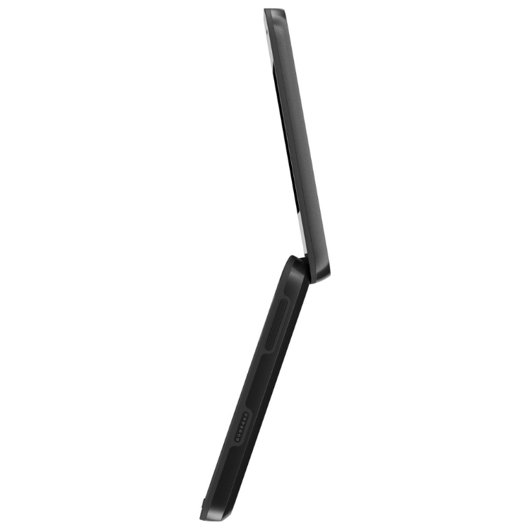 Telemóvel Nokia HMD 2660 preto, tampa aberta mostrando o ecrã e o teclado.
