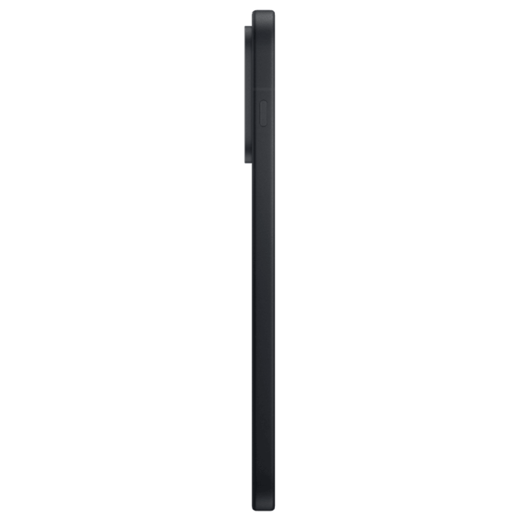 OnePlus 15 5G preto, lado direito com botão de volume e bandeja de cartão SIM.