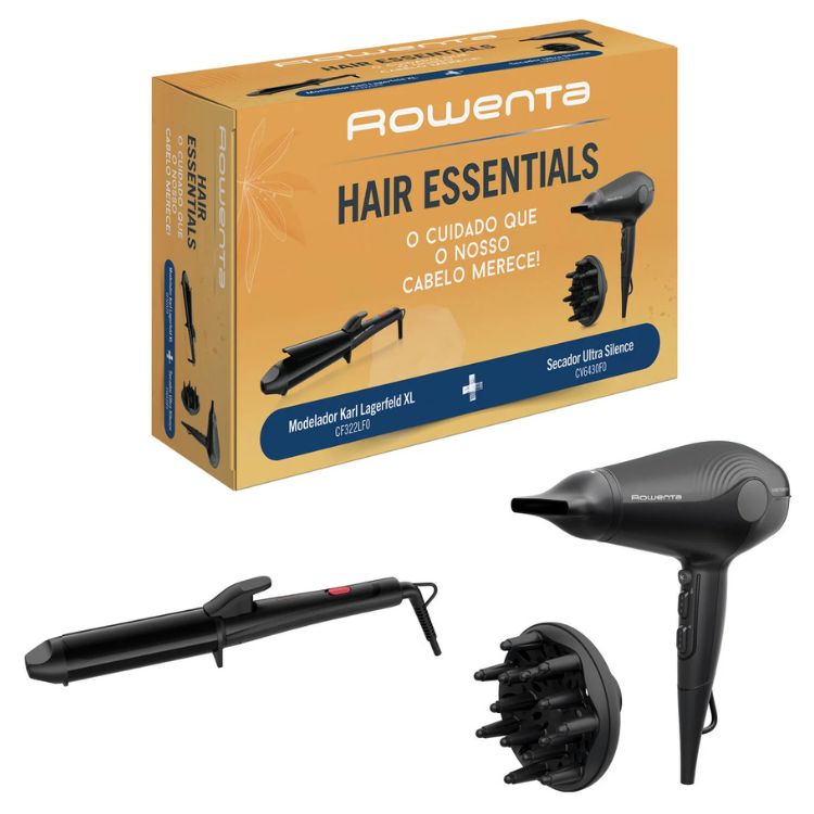 Rowenta CV6430F0 + CF322LF0 Haartrockner- und Glätteisen-Set, Ionen-Keratin & Glow, Schwarz