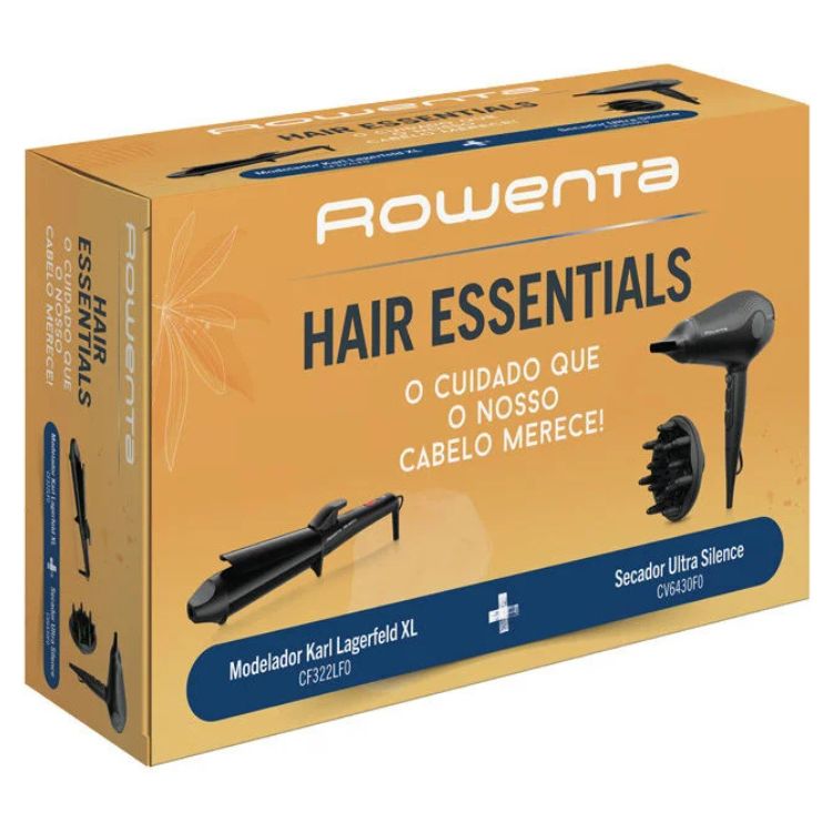 Rowenta CV6430F0 + CF322LF0 Haartrockner- und Glätteisen-Set, Ionen-Keratin & Glow, Schwarz