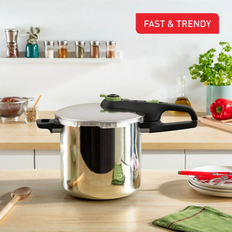 Tefal Secure Trendy P2584402 Schnellkochtopf, 8L, Edelstahl