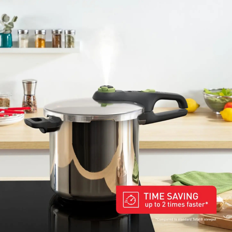 Tefal Secure Trendy P2584402 Schnellkochtopf, 8L, Edelstahl