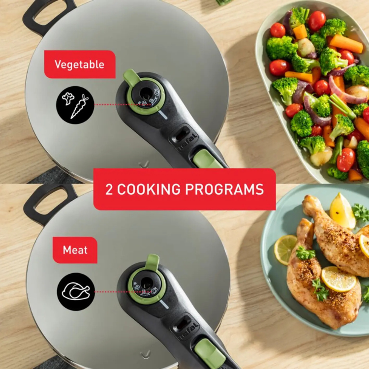 Tefal Secure Trendy P2584402 Schnellkochtopf, 8L, Edelstahl