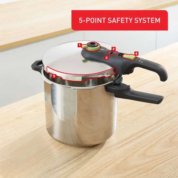 Tefal Secure Trendy P2584402 Schnellkochtopf, 8L, Edelstahl