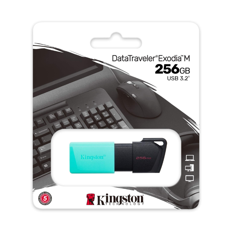 Pen Drive Kingston DataTraveler Exodia M 256GB USB 3.2 Preto e Azul