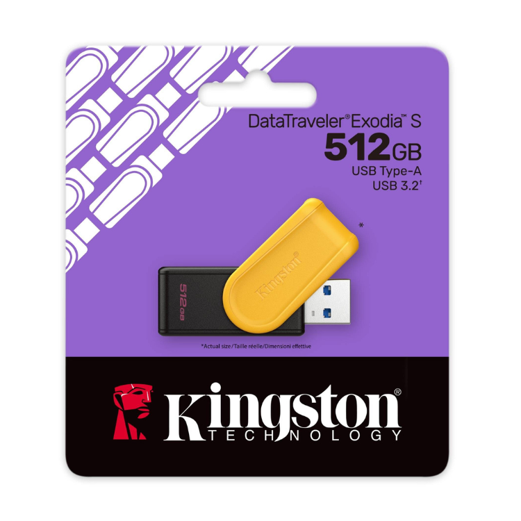 Pen Drive Kingston DataTraveler Exodia S 512GB USB 3.2 Preto e Amarelo